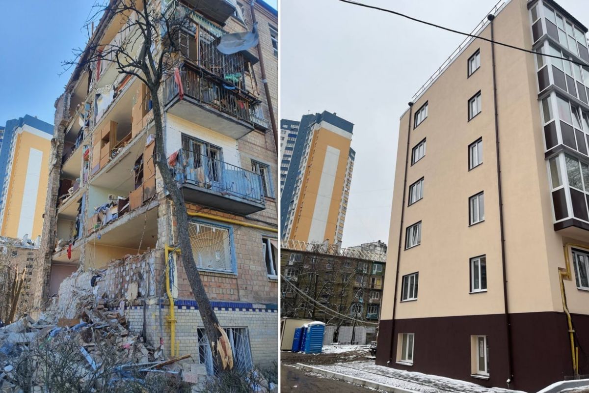 В Києві відновили дім у районі Виноградару, який постраждав від ворожої ракети в березні В Києві відновили дім у районі Виноградару, який постраждав від ворожої ракети в березні