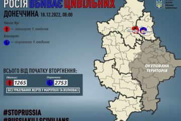 За 17 грудня росіяни вбили 1 мирного жителя Донеччини — у Часовому Яру За 17 грудня росіяни вбили 1 мирного жителя Донеччини — у Часовому Яру