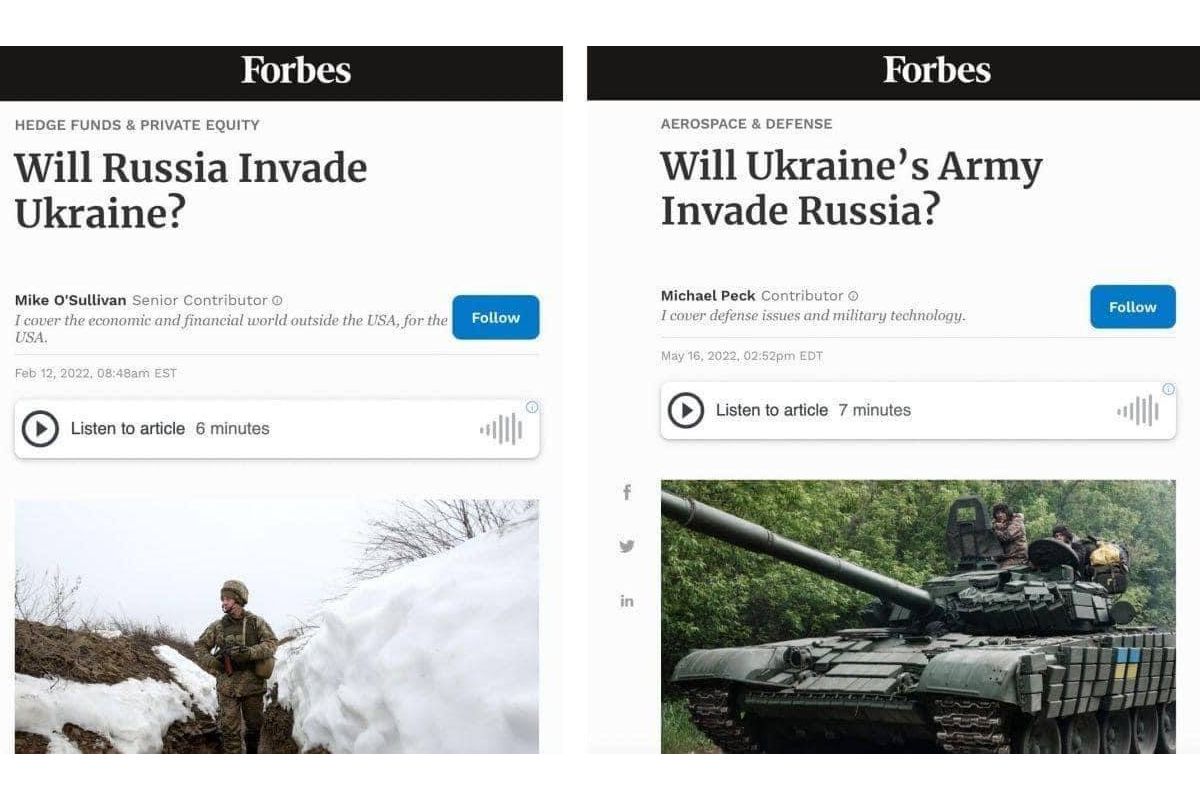 Заголовки Forbes різницею у три місяці Заголовки Forbes різницею у три місяці