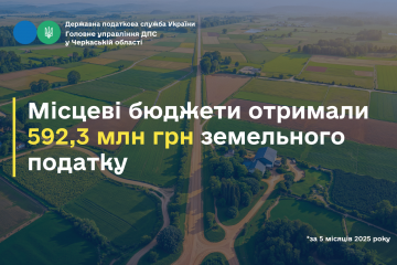 Черкащина: місцеві бюджети отримали 592,3 млн грн земельного податку Черкащина: місцеві бюджети отримали 592,3 млн грн земельного податку
