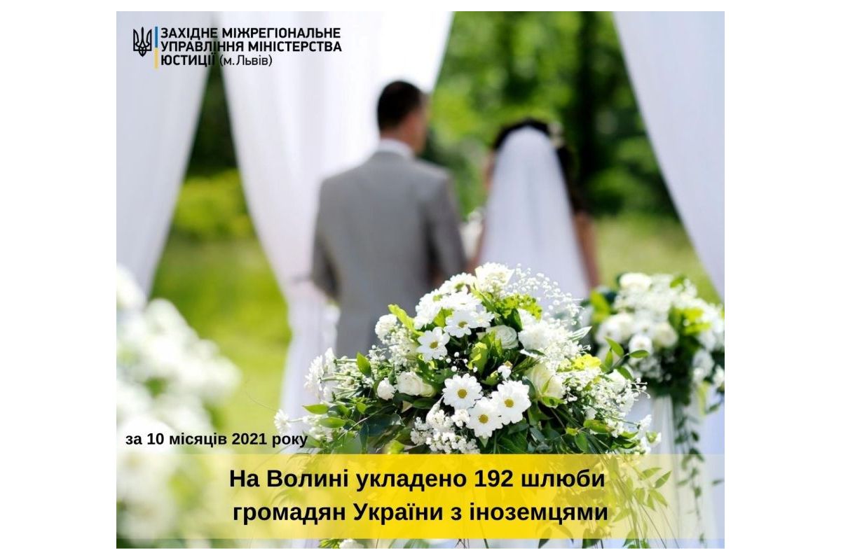 За 10 місяців на Волині укладено 192 шлюби громадян України з іноземцями За 10 місяців на Волині укладено 192 шлюби громадян України з іноземцями