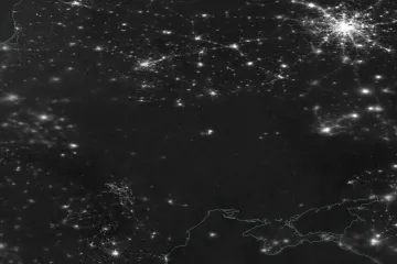 ​Україна з космосу під час блекауту 16 грудня 