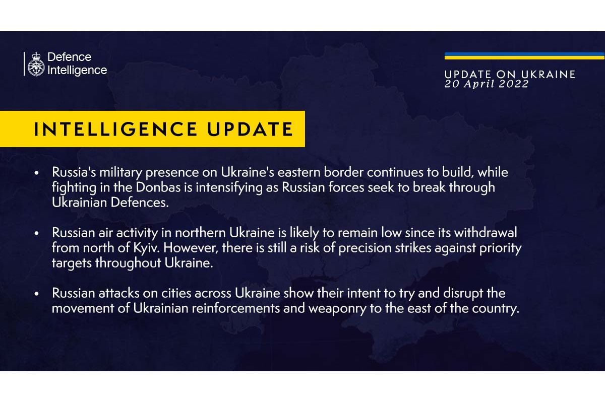 Російське вторгнення в Україну : Британська розвідка повідомляє, що військова присутність росії на східному кордоні України продовжує наростати, а бої на Донбасі посилюються. Російське вторгнення в Україну : Британська розвідка повідомляє, що військова присутність росії на східному кордоні України продовжує наростати, а бої на Донбасі посилюються.
