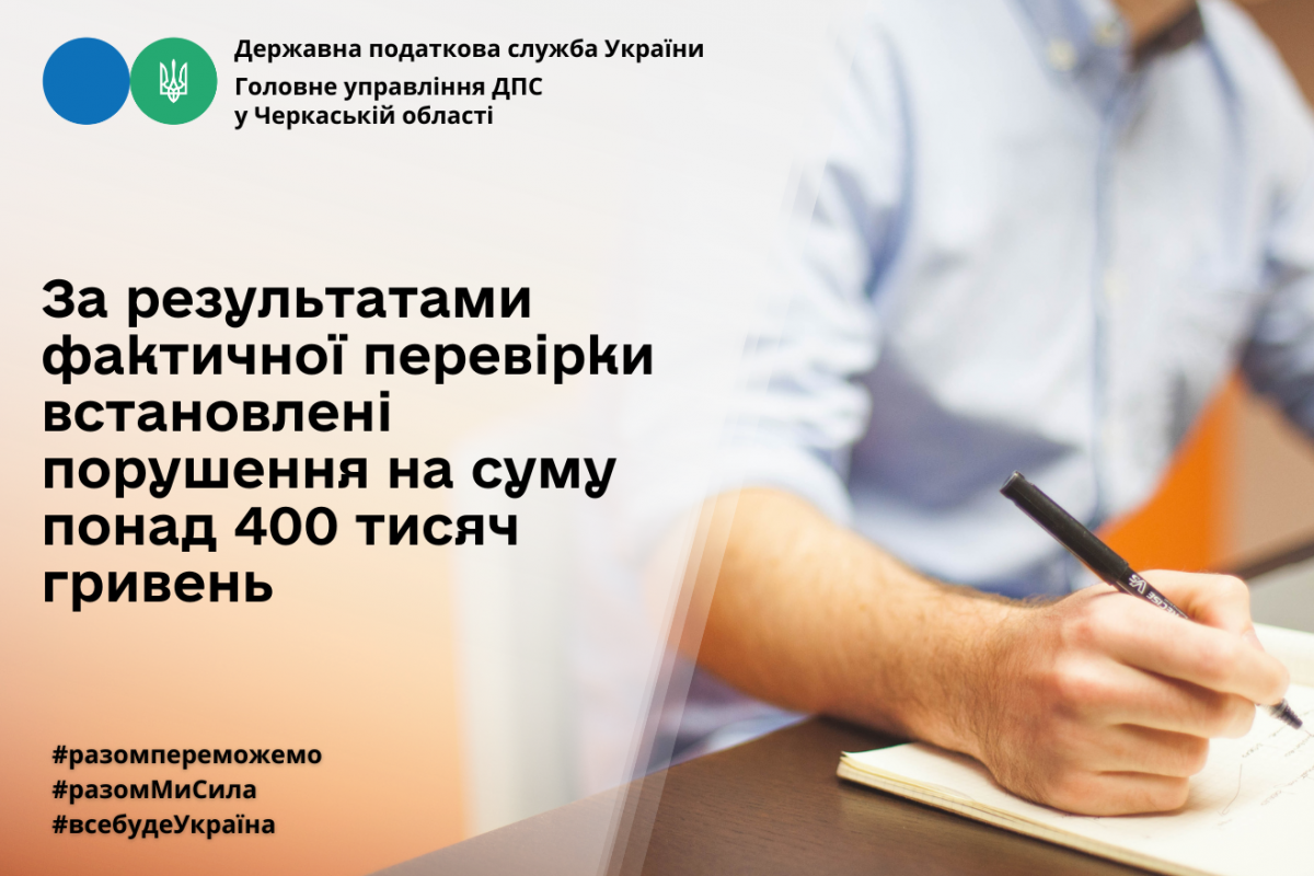 За результатами фактичної перевірки однієї з мереж магазинів встановлені порушення на суму понад 400 тисяч гривень