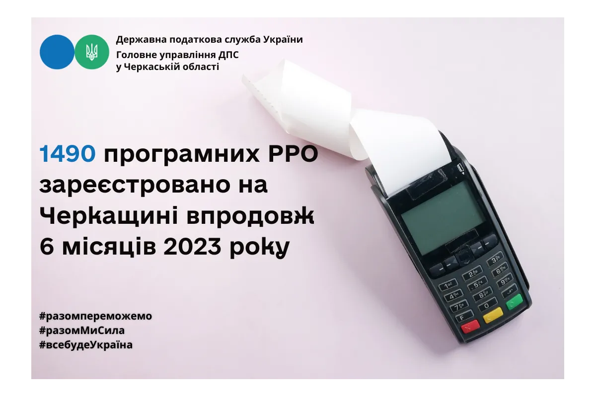 На Черкащині впродовж 6 місяців 2023 року зареєстровано 1490 програмних РРО