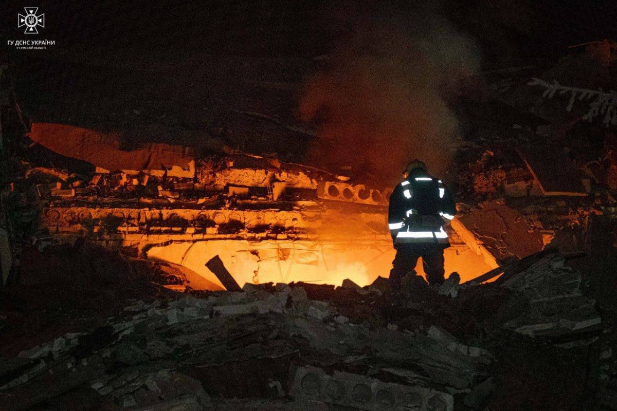 Рятувальники Сумщини показали наслідки нічного терористичного удару росіян Рятувальники Сумщини показали наслідки нічного терористичного удару росіян