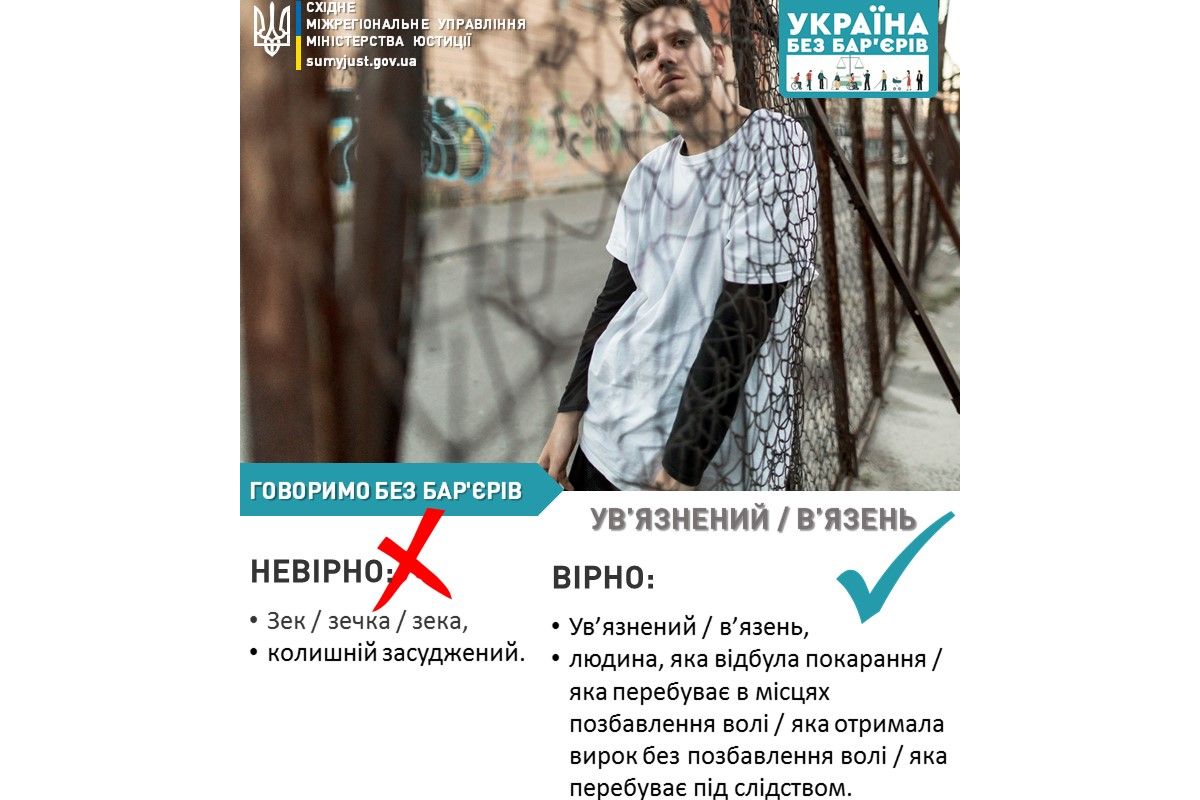 Безбар’єрний словник: як правильно говорити про ув’язненого Безбар’єрний словник: як правильно говорити про ув’язненого