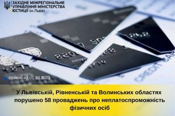 Впродовж року в Львівській, Рівненській і Волинській областях порушено 58 справ про неплатоспроможність фізичних осіб Впродовж року в Львівській, Рівненській і Волинській областях порушено 58 справ про неплатоспроможність фізичних осіб