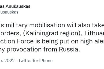 Литва переводить свої сили в стан підвищеної бойової готовності через часткову мобілізацію рф Литва переводить свої сили в стан підвищеної бойової готовності через часткову мобілізацію рф