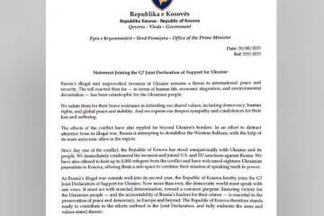 Косово приєдналося до декларації G7 щодо надання Україні безпекових гарантій Косово приєдналося до декларації G7 щодо надання Україні безпекових гарантій