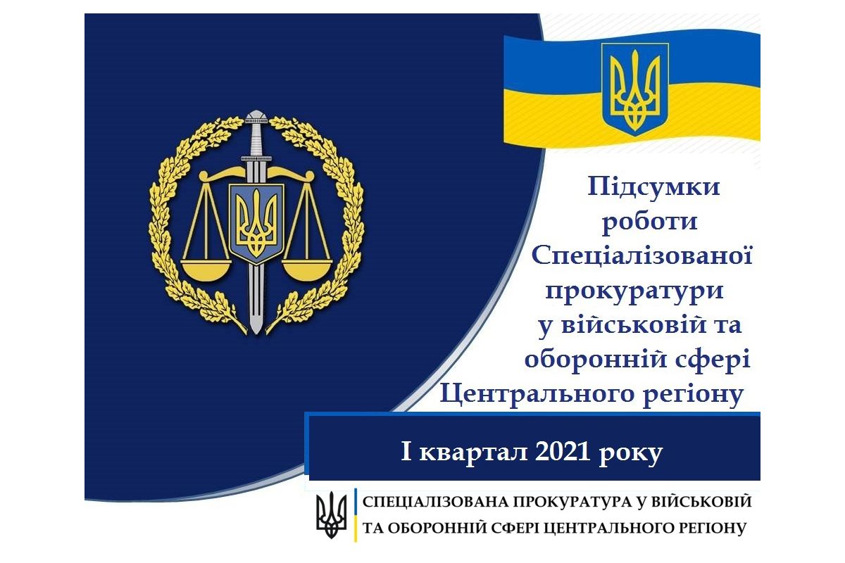 Підсумки роботи Спеціалізованої прокуратури у військовій та оборонній сфері Центрального регіону за І квартал 2021 року (ІНФОГРАФІКА) Підсумки роботи Спеціалізованої прокуратури у військовій та оборонній сфері Центрального регіону за І квартал 2021 року (ІНФОГРАФІКА)