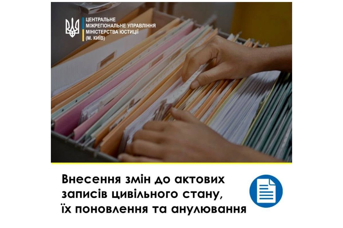Внесення змін до актових записів цивільного стану, їх поновлення чи анулювання Внесення змін до актових записів цивільного стану, їх поновлення чи анулювання