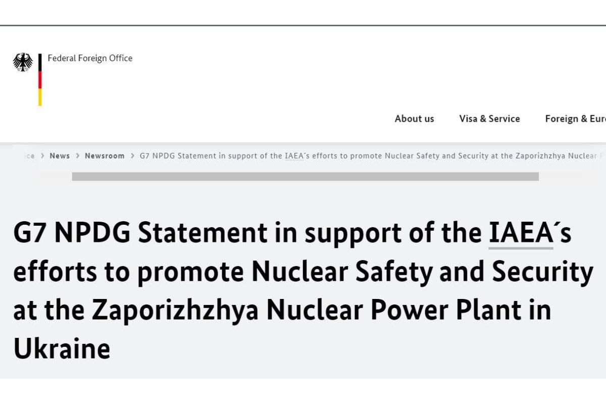 G7 закликала росію негайно повернути Україні повний контроль над Запорізькою атомною електростанцією та вивести з неї свій персонал та війська G7 закликала росію негайно повернути Україні повний контроль над Запорізькою атомною електростанцією та вивести з неї свій персонал та війська