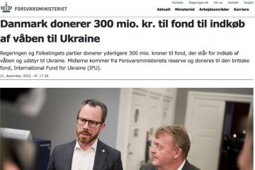 Данія виділила 300 млн крон (близько $43 млн) на закупівлю зброї та обладнання для України Данія виділила 300 млн крон (близько $43 млн) на закупівлю зброї та обладнання для України