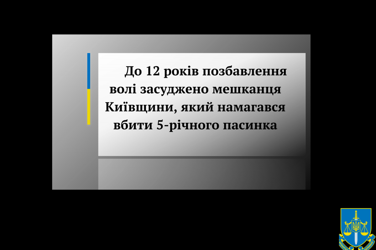 До 12 років позбавлення волі засуджено мешканця Київщини, який намагався вбити 5-річного пасинка До 12 років позбавлення волі засуджено мешканця Київщини, який намагався вбити 5-річного пасинка