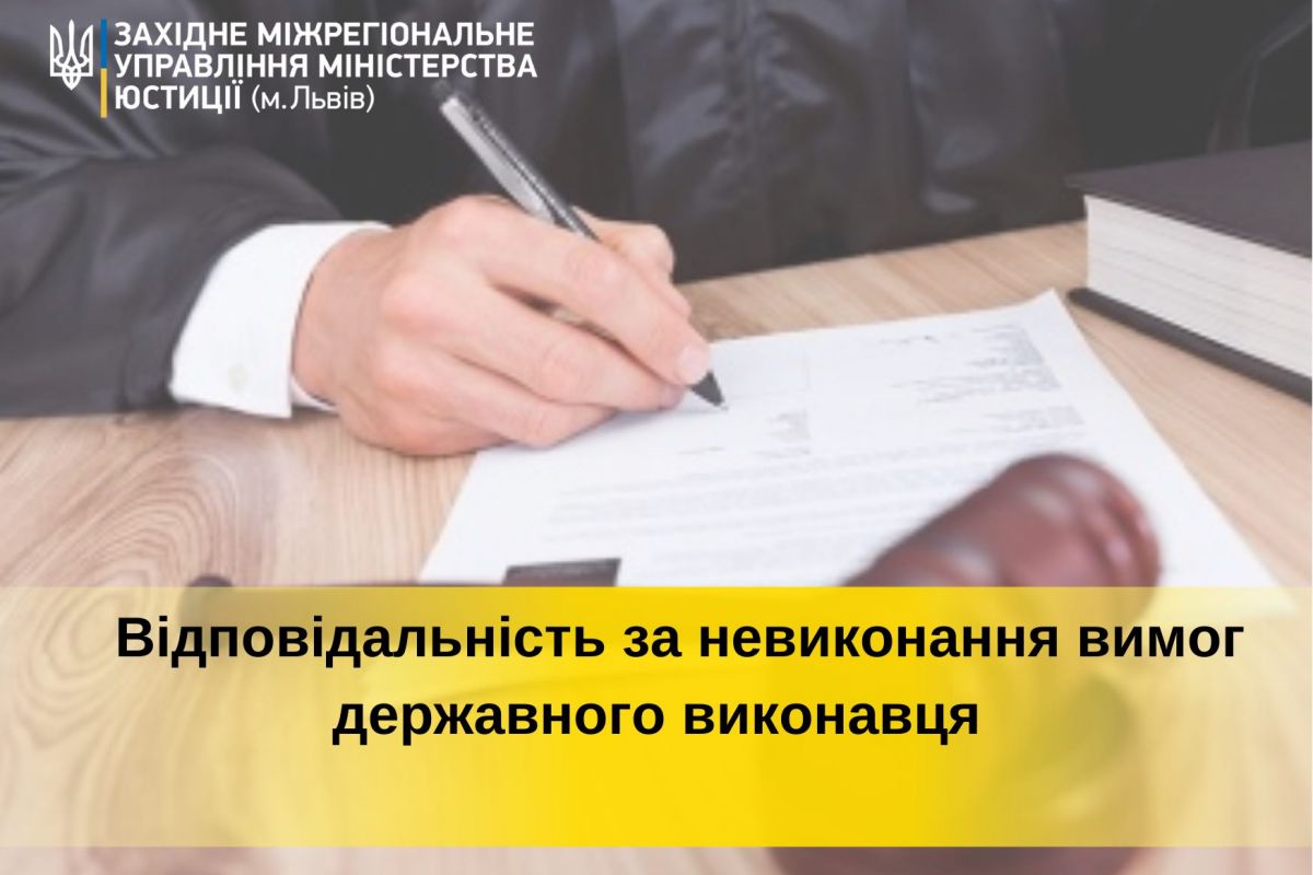 Невиконання законних вимог державного виконавця тягне за собою відповідальність згідно із законом Невиконання законних вимог державного виконавця тягне за собою відповідальність згідно із законом