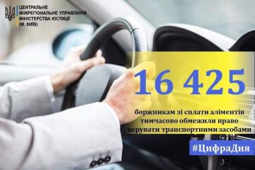 16 425 боржникам зі сплати аліментів тимчасово обмежили право керувати транспортними засобами 16 425 боржникам зі сплати аліментів тимчасово обмежили право керувати транспортними засобами