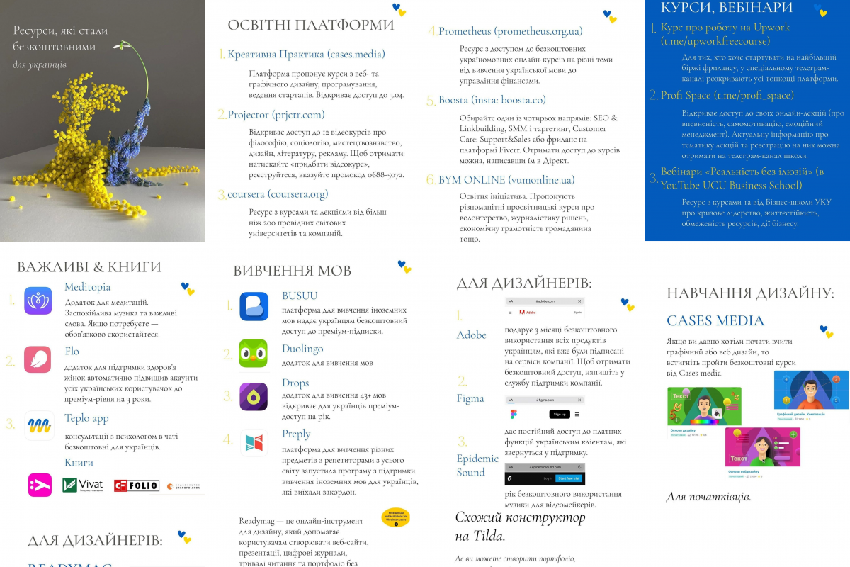 Платформи та застосунки, які є безоплатними для українців та українських біженців 