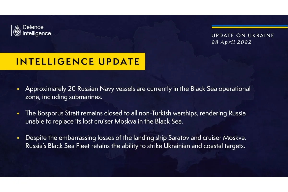 Російське вторгнення в Україну : Британська розвідка про ситуацію в Чорному морі
