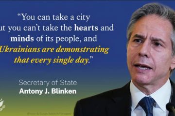 "Зрештою, я абсолютно переконаний, що путін зазнає поразки і росія зазнає стратегічної поразки." — Державний секретар США Ентоні Дж. Блінкен "Зрештою, я абсолютно переконаний, що путін зазнає поразки і росія зазнає стратегічної поразки." — Державний секретар США Ентоні Дж. Блінкен