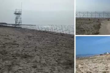 ​Армія рф "готується" до атак з моря: у Скадовську збудували фортифікації на міському пляжі
