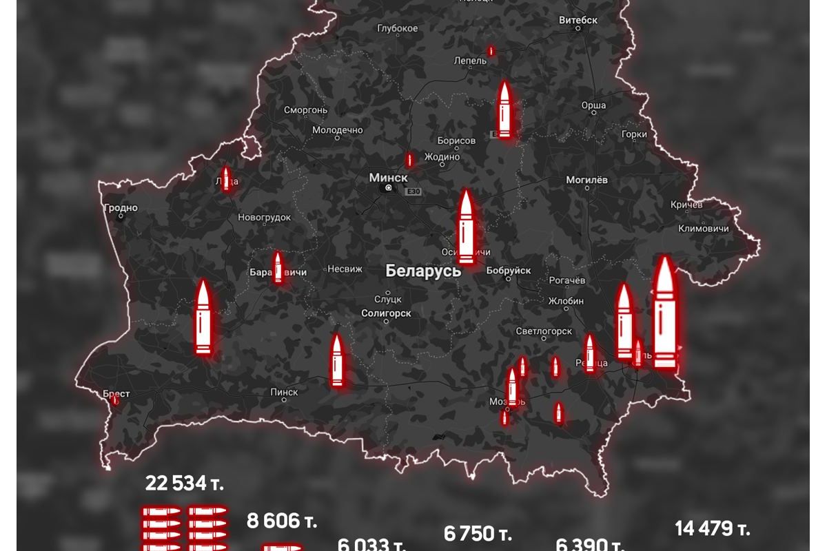 З білорусі до росії було передано понад 65 тисяч тонн боєприпасів (1940 вагонів) з березня по вересень З білорусі до росії було передано понад 65 тисяч тонн боєприпасів (1940 вагонів) з березня по вересень