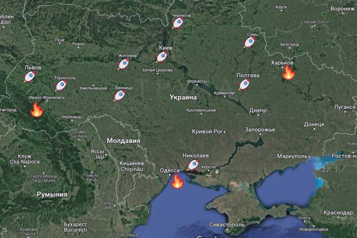 Сьогоднішній ракетний удар по Україні на карті Сьогоднішній ракетний удар по Україні на карті