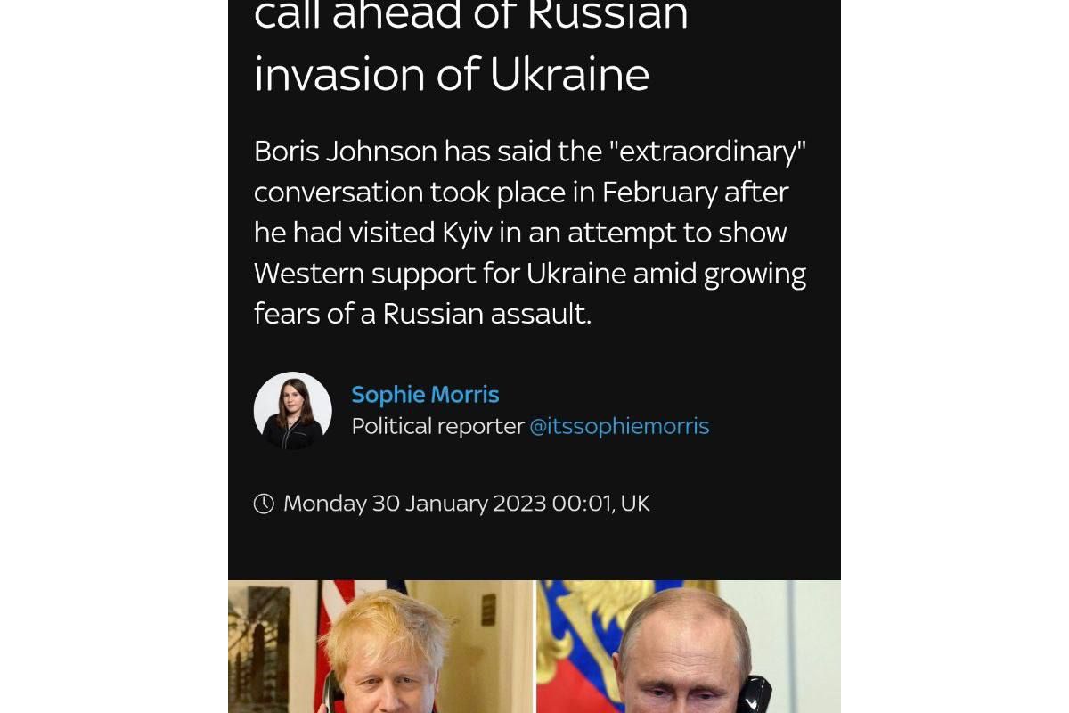путін погрожував Джонсону напередодні вторгнення до України путін погрожував Джонсону напередодні вторгнення до України