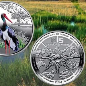 ​Національний банк України випустив нову ювілейну монету "Лелека чорний", що стала четвертою у серії, присвяченій відродженню дикої природи у Чорнобильському заповіднику