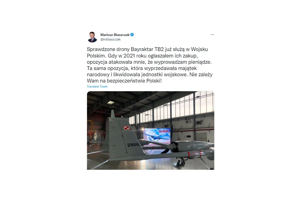 Перші дрони Bayraktar TB2 вже знаходяться на озброєнні польської армії Перші дрони Bayraktar TB2 вже знаходяться на озброєнні польської армії
