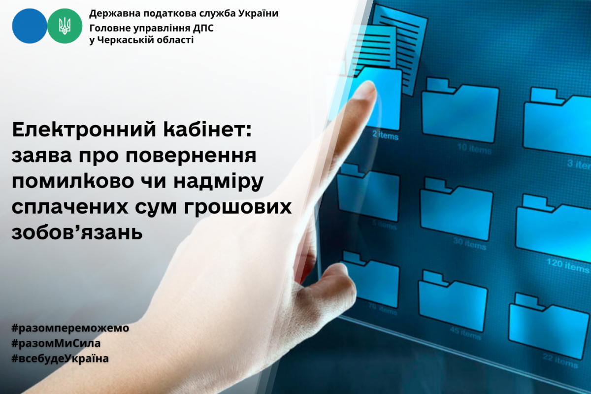 Електронний кабінет: заява про повернення помилково чи надміру сплачених сум грошових зобов’язань